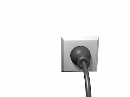 simsearch:400-06093210,k - An isolated black plug in white wall outlet on white background Stock Photo - Budget Royalty-Free & Subscription, Code: 400-04046778