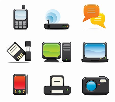 Electronic Computer Icon Set One. Easy to edit vector image. Stock Photo - Budget Royalty-Free & Subscription, Code: 400-04046786