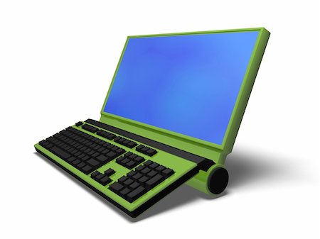 simsearch:400-04831784,k - An isolated green pc desktop computer on white background Fotografie stock - Microstock e Abbonamento, Codice: 400-04046781