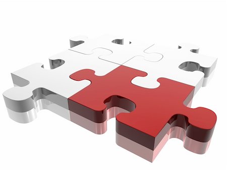 simsearch:400-07258941,k - Red jigsaw piece on silver puzzle. Concept: Difference. Stock Photo - Budget Royalty-Free & Subscription, Code: 400-04046913