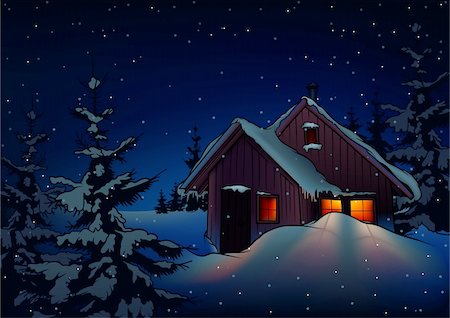 Snowy Christmas 2 - background illustration as vector Foto de stock - Super Valor sin royalties y Suscripción, Código: 400-04047017