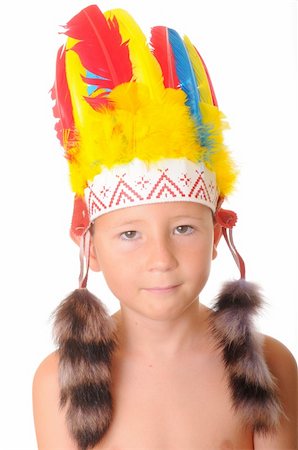 diomedes66 (artist) - Young boy dressed as an American Indian for Halloween Foto de stock - Royalty-Free Super Valor e Assinatura, Número: 400-04047066