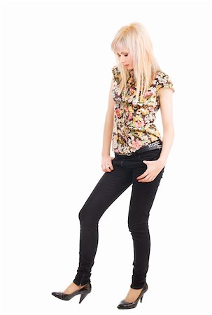 simsearch:400-04047186,k - Serene confident girl standing in  black jeans Stock Photo - Budget Royalty-Free & Subscription, Code: 400-04047186