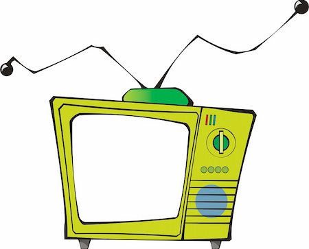 Vector isolated retro green tv with aerials Stock Photo - Budget Royalty-Free & Subscription, Code: 400-04047272