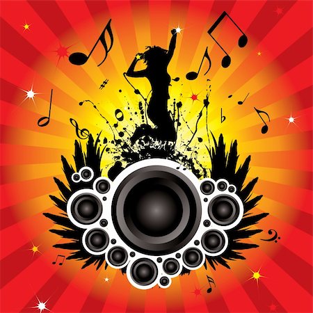 pop star - musical inspired image with radiating background and women Stock Photo - Budget Royalty-Free & Subscription, Code: 400-04047304