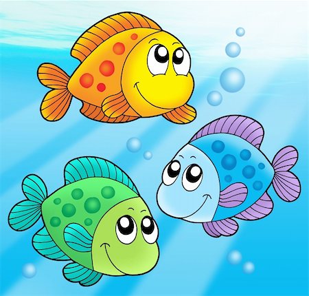 simsearch:400-08096474,k - Three cute fishes - vector illustration. Foto de stock - Super Valor sin royalties y Suscripción, Código: 400-04047814