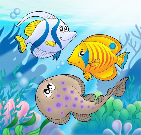 simsearch:400-08096474,k - Cute marine animals 2 - color illustration. Foto de stock - Super Valor sin royalties y Suscripción, Código: 400-04047810