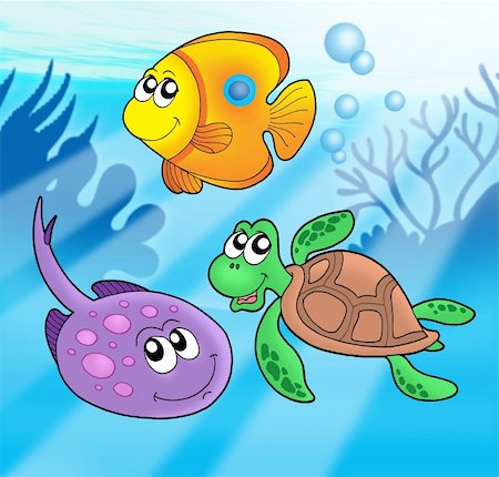 simsearch:400-08096474,k - Cute marine animals 3 - color illustration. Foto de stock - Super Valor sin royalties y Suscripción, Código: 400-04047811