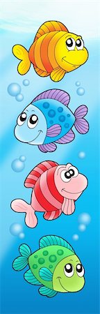 simsearch:400-08096474,k - Four various cute fishes - color illustration. Foto de stock - Super Valor sin royalties y Suscripción, Código: 400-04047813