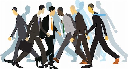 Businessmen hurrying on city street Stock Photo - Budget Royalty-Free & Subscription, Code: 400-04047833