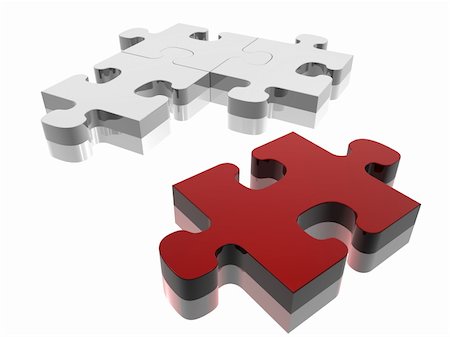 simsearch:400-07258941,k - Red jigsaw piece on silver puzzle. Concept: Solutions. Stock Photo - Budget Royalty-Free & Subscription, Code: 400-04047903