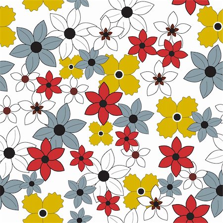 simsearch:400-04350969,k - Vector - Seamless floral flower pattern. Can be tiled together seamlessly. Stock Photo - Budget Royalty-Free & Subscription, Code: 400-04048112