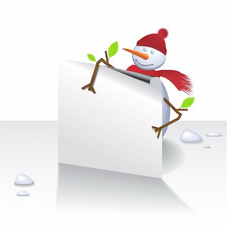 simsearch:400-05681859,k - Vector - Cute christmas snowman holding a card, text can be inserted. Stock Photo - Budget Royalty-Free & Subscription, Code: 400-04048124