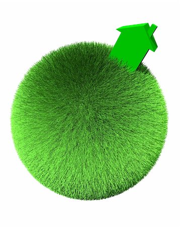 raphtong (artist) - green house on sphere of grass Fotografie stock - Microstock e Abbonamento, Codice: 400-04048135
