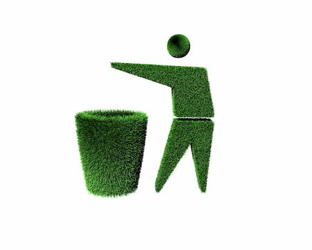 raphtong (artist) - logo of trash can and man with grass Fotografie stock - Microstock e Abbonamento, Codice: 400-04048133