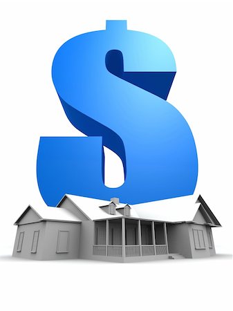 3d rendered illustration of a dollar sign on a house Stock Photo - Budget Royalty-Free & Subscription, Code: 400-04048538