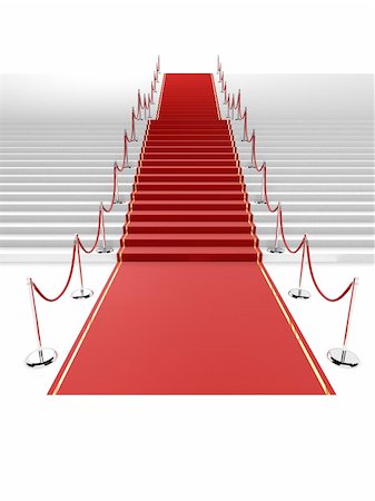 3d rendered illustration of white stairs with red carpet Stock Photo - Budget Royalty-Free & Subscription, Code: 400-04048549