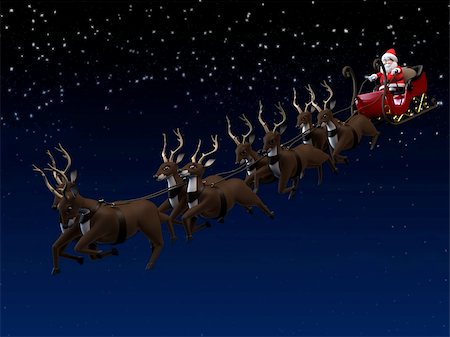 3d rendered illustration of a santa on a sleight Stock Photo - Budget Royalty-Free & Subscription, Code: 400-04048551
