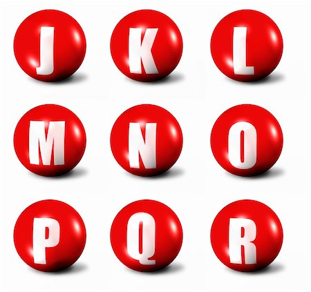 simsearch:400-08258590,k - alphabet made of red 3D spheres - set two, letters from J to R Photographie de stock - Aubaine LD & Abonnement, Code: 400-04049416