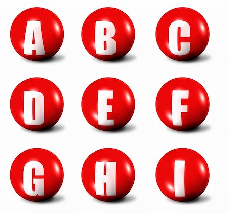 alphabet made of red 3D spheres - set one, letters from A to I Stock Photo - Budget Royalty-Free & Subscription, Code: 400-04049417