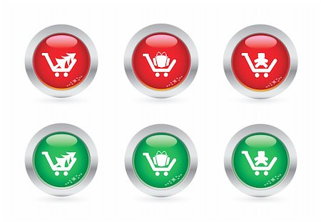 simsearch:400-04442555,k - Glossy christmas shopping buttons.  More christmas vectors in my portfolio. Photographie de stock - Aubaine LD & Abonnement, Code: 400-04049412