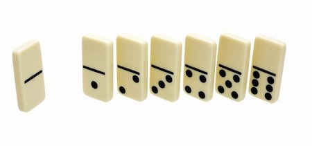 seven domino's standing dice on a white background Stock Photo - Budget Royalty-Free & Subscription, Code: 400-04049448
