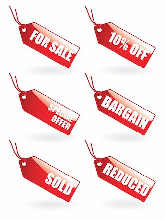reduced sign in a shop - Shopping tags.  More sets in my portfolio. Stock Photo - Budget Royalty-Free & Subscription, Code: 400-04049516