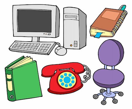 Office collection on white backgound - vector illustration. Stock Photo - Budget Royalty-Free & Subscription, Code: 400-04049528