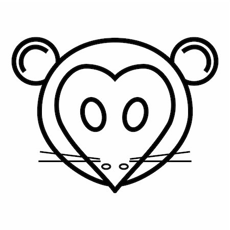 simsearch:400-04543131,k - outline cartoon head of mouse isolated on white background Stock Photo - Budget Royalty-Free & Subscription, Code: 400-04049919