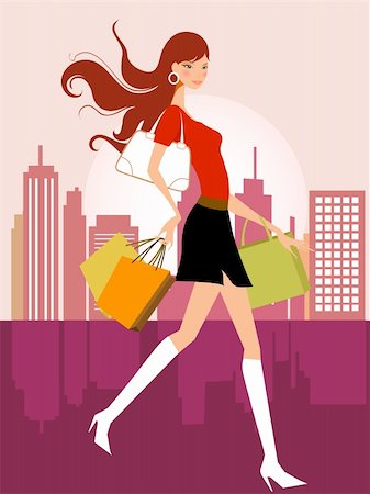 illustration drawing of fashion girls Fotografie stock - Microstock e Abbonamento, Codice: 400-04040131