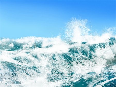 simsearch:400-05089504,k - White ocean waves on blue sky background - Computer Illustration Fotografie stock - Microstock e Abbonamento, Codice: 400-04040740