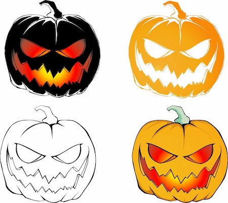 Four different pumkins to Halloween. Stock Photo - Budget Royalty-Free & Subscription, Code: 400-04041217