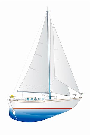 vector illustration of a classic sailing yacht Stock Photo - Budget Royalty-Free & Subscription, Code: 400-04041513