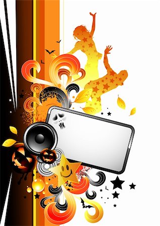 dance club signs - Halloween party explosion! Vector illustration. Stock Photo - Budget Royalty-Free & Subscription, Code: 400-04041636