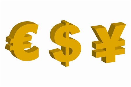 currency symbols - dollar, euro and yen - illustration Stockbilder - Microstock & Abonnement, Bildnummer: 400-04041830