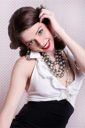 simsearch:400-04042499,k - Gorgeous Portrait of a Vintage Style Woman Wearing Pearls Stock Photo - Budget Royalty-Free & Subscription, Code: 400-04042514