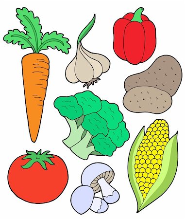 Vegetable collection on white background - vector illustration. Stock Photo - Budget Royalty-Free & Subscription, Code: 400-04042551