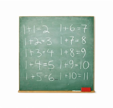 Old chalkboard with easy math isolated on white background Stock Photo - Budget Royalty-Free & Subscription, Code: 400-04042612