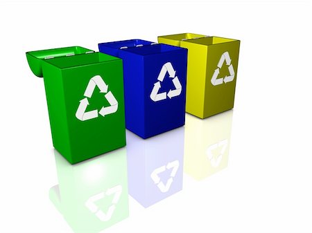 Recycle bins 3D Render. Stock Photo - Budget Royalty-Free & Subscription, Code: 400-04042645