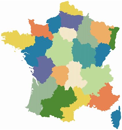 Map of France divided into regions Stock Photo - Budget Royalty-Free & Subscription, Code: 400-04042960