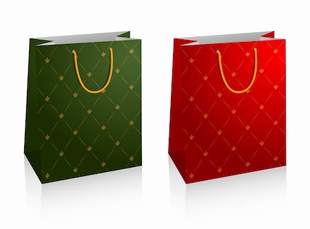 Vector illustration of two shopping bags with floral patterns Stock Photo - Budget Royalty-Free & Subscription, Code: 400-04043491