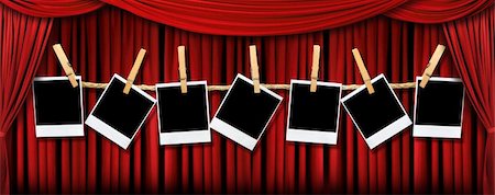 simsearch:400-07223598,k - Red draped theater stage curtains with light and shadows with blank polaroids Photographie de stock - Aubaine LD & Abonnement, Code: 400-04043874