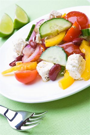 Fresh greek salad ready to eat Stock Photo - Budget Royalty-Free & Subscription, Code: 400-04054000