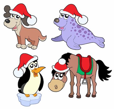 penguin on mountain - Christmas animals collection - vector illustration. Photographie de stock - Aubaine LD & Abonnement, Code: 400-04054111