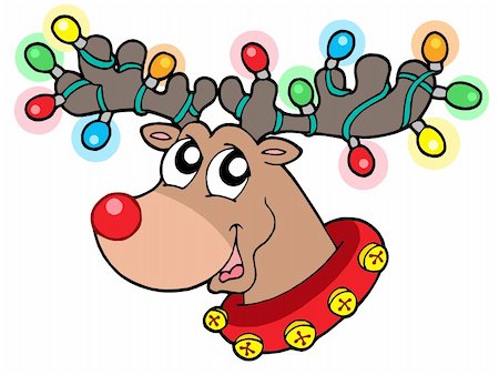 draw light bulb - Cute reindeer in Christmas lights - vector illustration. Foto de stock - Super Valor sin royalties y Suscripción, Código: 400-04054121