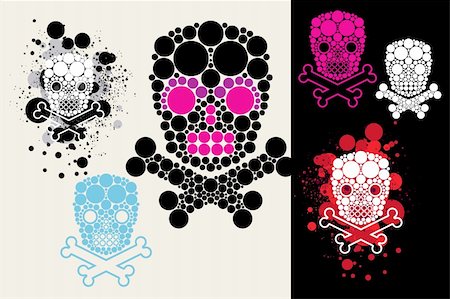 set from grunge vector skulls Stock Photo - Budget Royalty-Free & Subscription, Code: 400-04054197