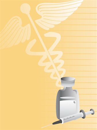 simsearch:400-07897806,k - vaccination needle and glass phials on yellow background Stock Photo - Budget Royalty-Free & Subscription, Code: 400-04054327