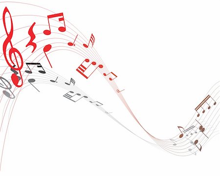 swirling music sheet - Musical note staff on the red background Stock Photo - Budget Royalty-Free & Subscription, Code: 400-04054678