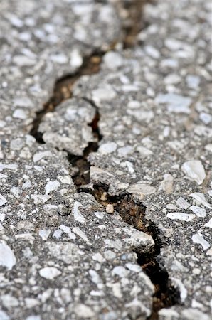 street crack - Crack in old asphalt pavement close up Stock Photo - Budget Royalty-Free & Subscription, Code: 400-04054891