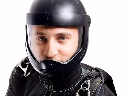 sky diver - Man in helmet on white background. Photographie de stock - Aubaine LD & Abonnement, Code: 400-04055519